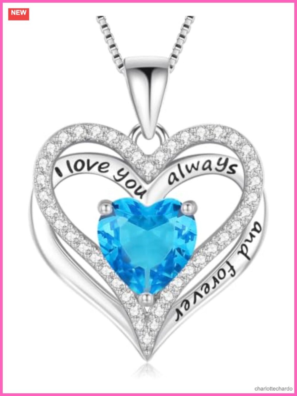 925 Sterling Silver Heart Necklace CZ Pendant Anniversary Gift